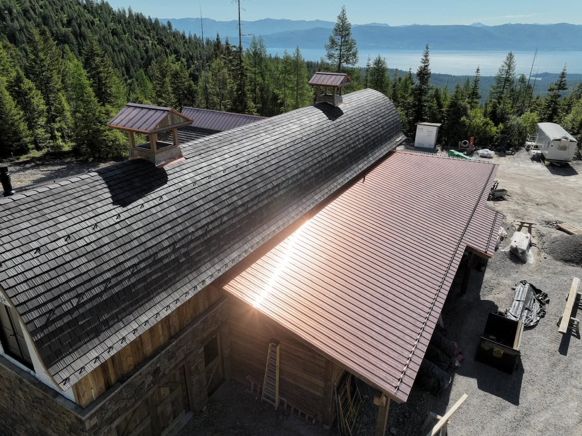 Cedar shake roof on a round roof