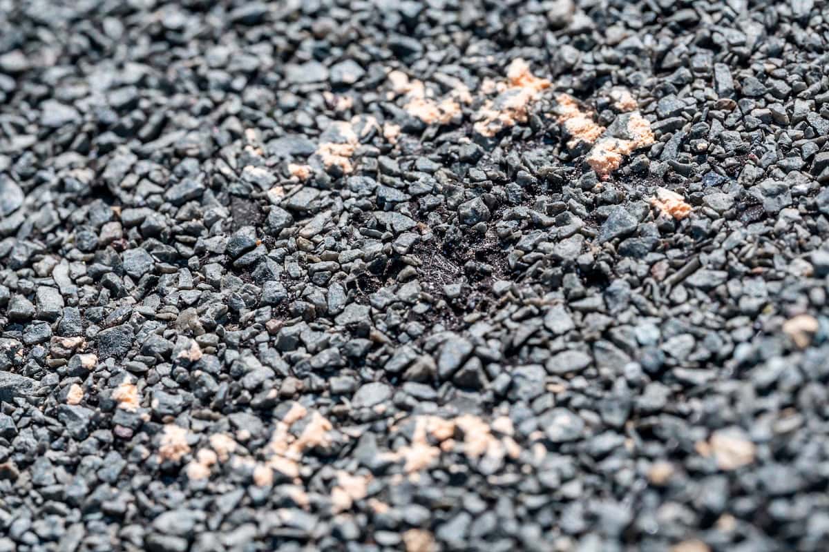 Macro of hail damage on a shingle residential roof