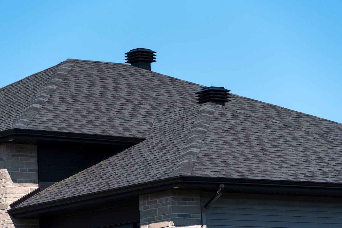 Black shingles newly installed on house