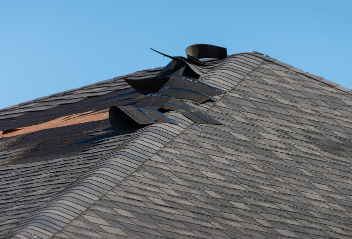 roof leak inspection shingles missing on the roof 